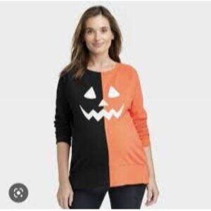 NWT Isabel Maternity by Ingrid & Isabel Halloween Pumpkin Face Sweatshirt, XS